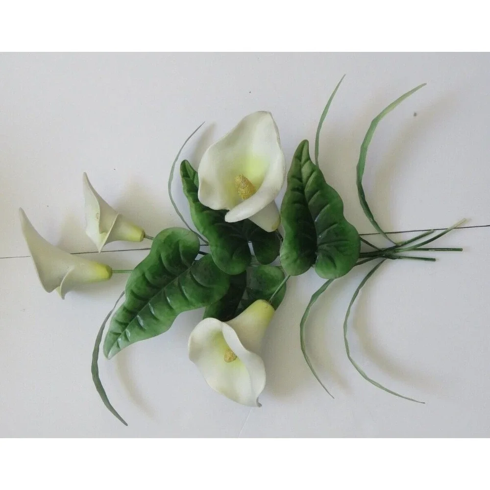 Tropical Calla Lily Flowers Wall Hanging Painted Metal 15